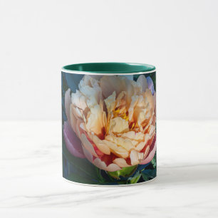 Soft Splendour: Peach Peony Photography Mug