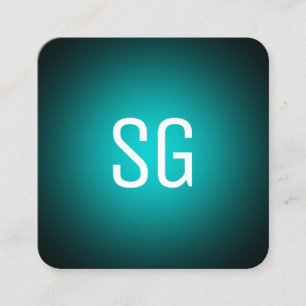 Soft Spot - Initials - Cyan on Black Square Business Card