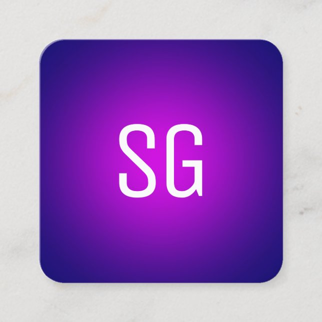 Soft Spot - Initials - Magenta on Deep Navy Square Business Card (Front)