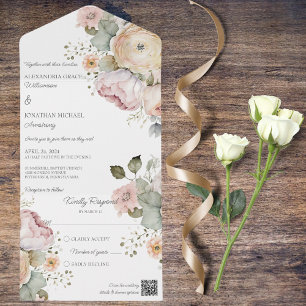 Soft Spring Colours Floral All In One Invitation