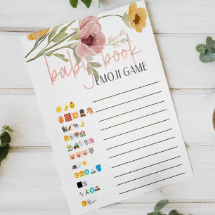 Soft Spring Floral Book Emoji Baby Shower Game Poster