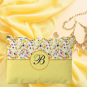 Soft spring floral monogram accessory pouch