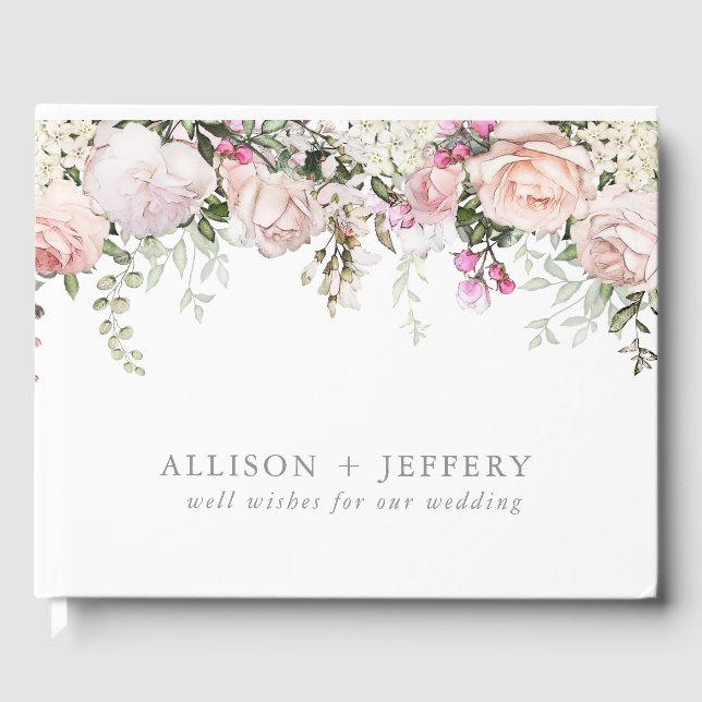 Soft Spring Floral Wedding Guest Book (Front)