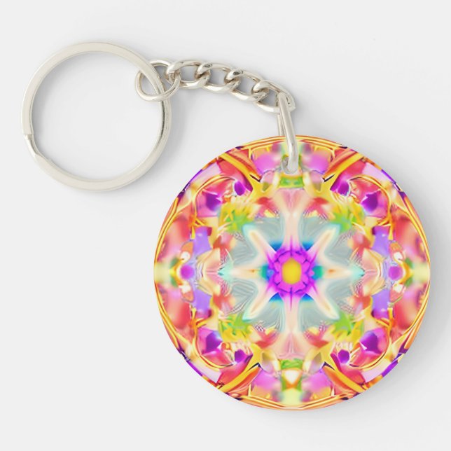 Soft Spring Pastels Tie Dye Pattern Key Ring (Front)