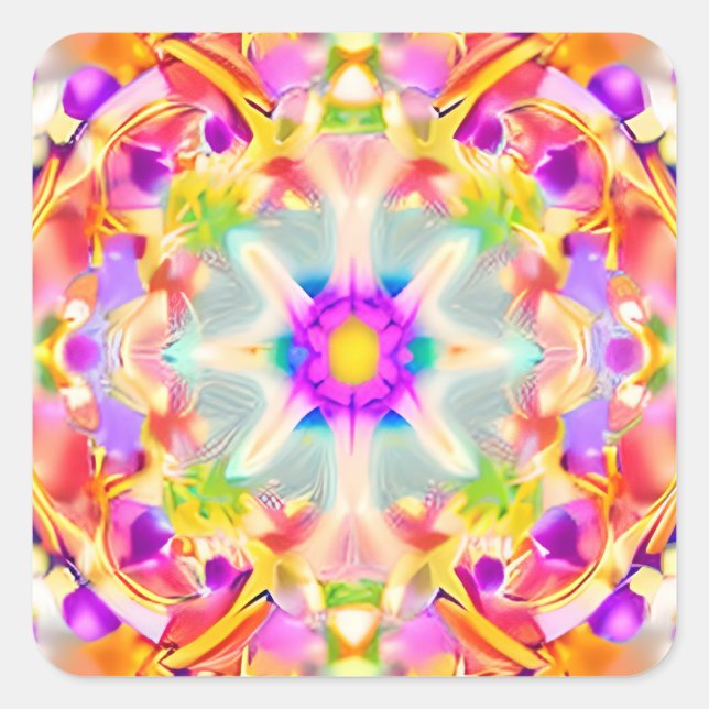 Soft Spring Pastels Tie Dye Pattern Square Sticker (Front)