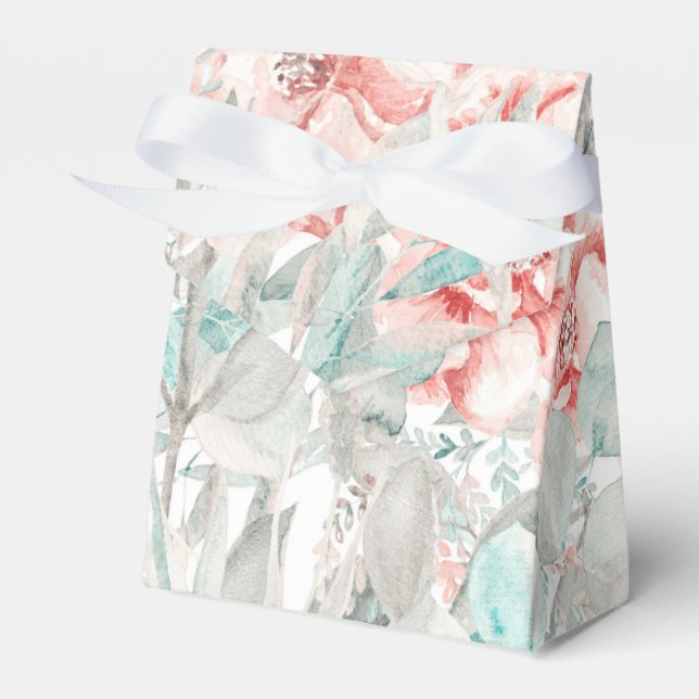 Soft Spring Summer Floral Greenery Elegant Wedding Favour Box (Front Side)