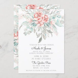 Soft Spring Summer Floral Greenery Elegant Wedding Invitation