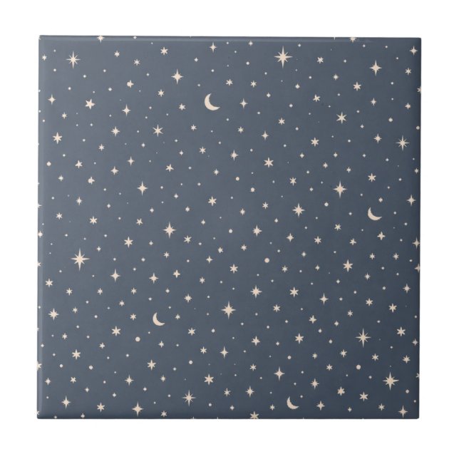 Soft Star Pattern Aesthetic Ceramic Tile (Front)