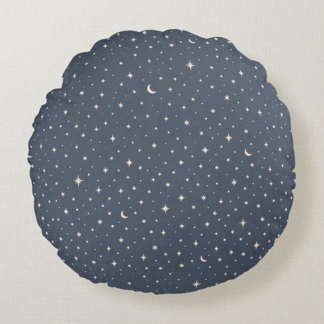 Soft Star Pattern Aesthetic Round Cushion (Front)