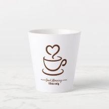 Soft Start Latte Coffee Mug – Minimalist Heart Cup