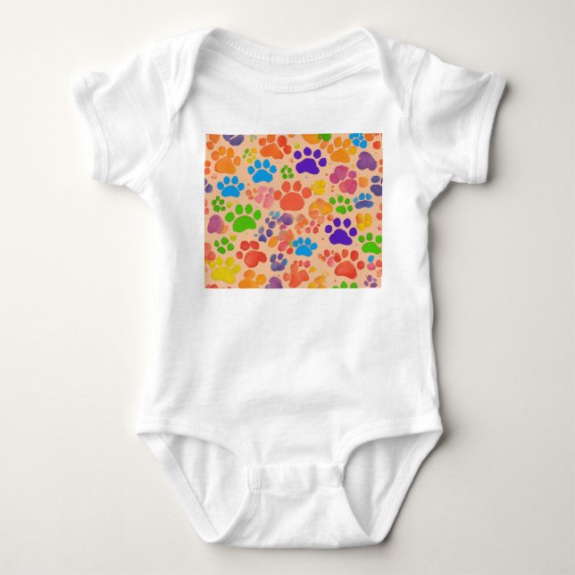 Soft Steps, Happy Paws baby bodysuit (Front)