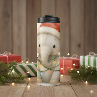Soft Stitches Elephant Christmas Thermal Tumbler