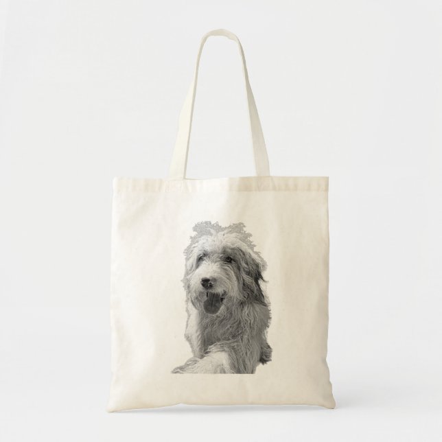 Soft Strength – Monochrome Dog Portrait Tote Bag (Front)