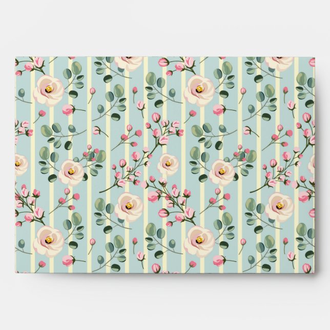 Soft  Stripe Floral  Envelope (Front)