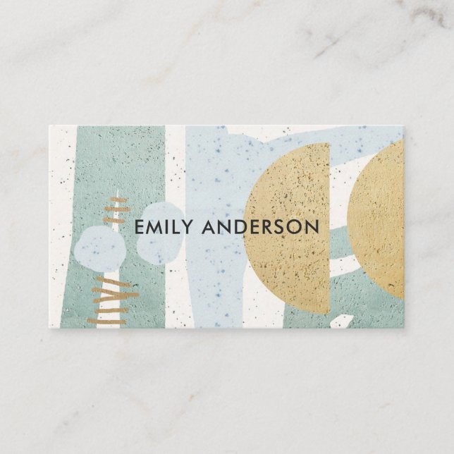 SOFT SUBTLE AQUA MODERN ABSTRACT GEOMETRIC ART BUSINESS CARD (Front)