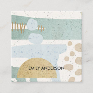 SOFT SUBTLE AQUA MODERN ABSTRACT GEOMETRIC ART SQUARE BUSINESS CARD