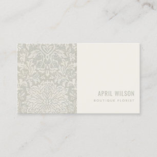 SOFT SUBTLE GREY WHITE DAMASK FLORAL PATTERN BUSINESS CARD