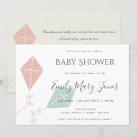 SOFT SUBTLE PINK BLUE KITE BABY SHOWER