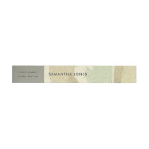 SOFT SUBTLE PINK GREY MODERN ABSTRACT ART WAVES WRAPAROUND ADDRESS LABEL