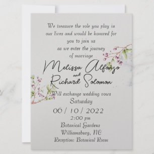 Soft Summer Berry Flat Wedding Invitation