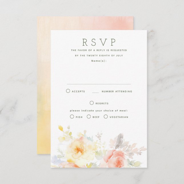 Soft Summer Flowers RSVP Card for Wedding (Front/Back)