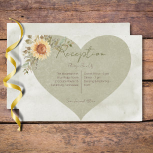 Soft Sunflowers Boho Heart Wedding Reception Enclosure Card