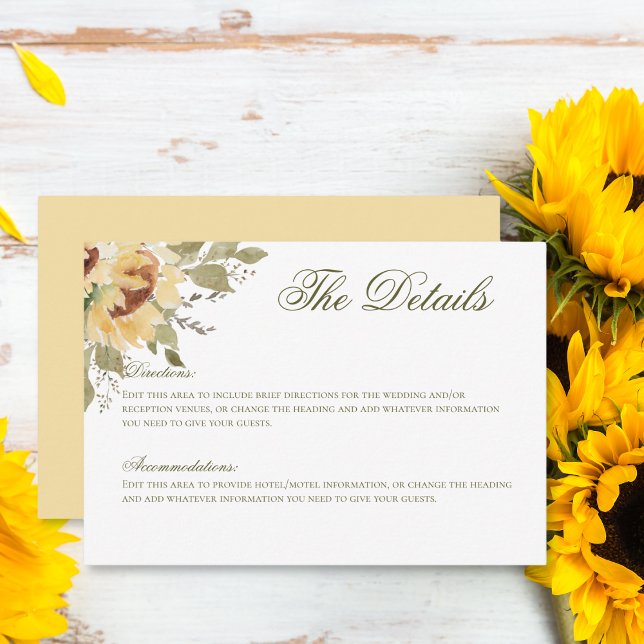 Soft Sunflowers Wedding Details  Enclosure Card (Creator Uploaded)