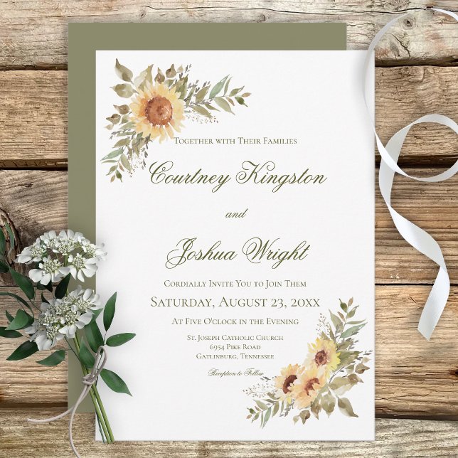 Soft Sunflowers Wedding Invitation (Creator Uploaded)