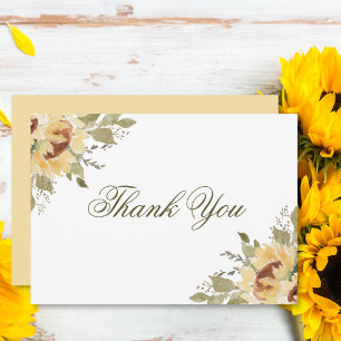 Soft Sunflowers Wedding Thank You Card