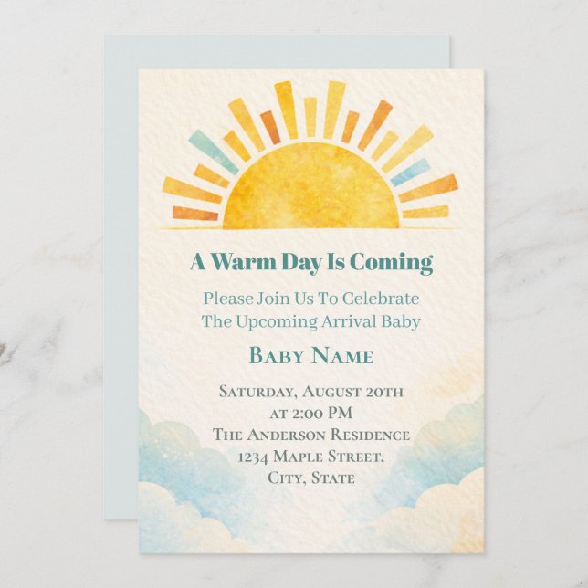 Soft Sunrise Baby Shower Invitation (Front/Back)