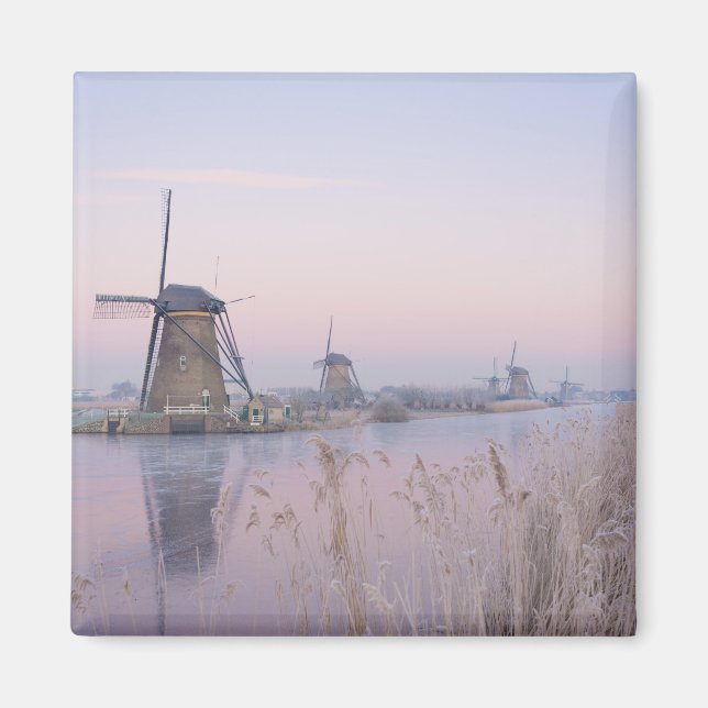 Soft sunrise light in winter over windmills magnet (Front)