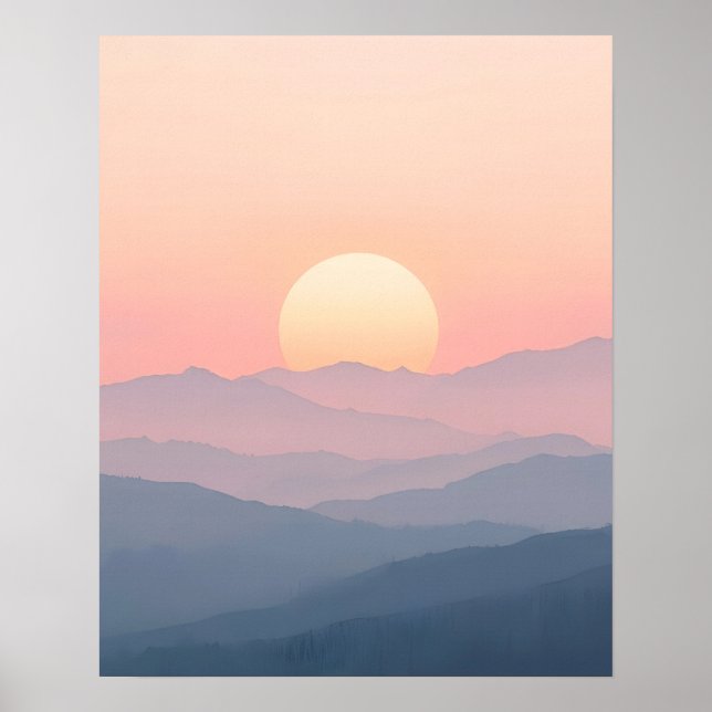 Soft Sunrise Mountain Wall Art (Front)
