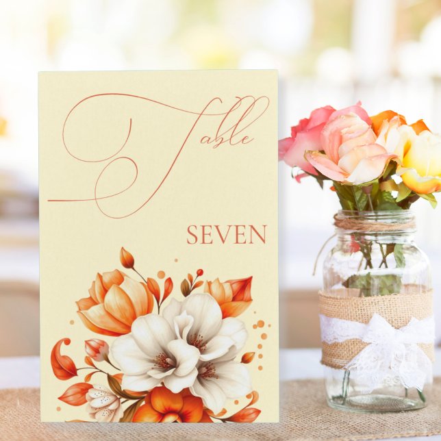 Soft Sunset Hues Floral Table Number Pedestal Sign (Soft Sunset Hues Floral Table Number Pedestal Sign)
