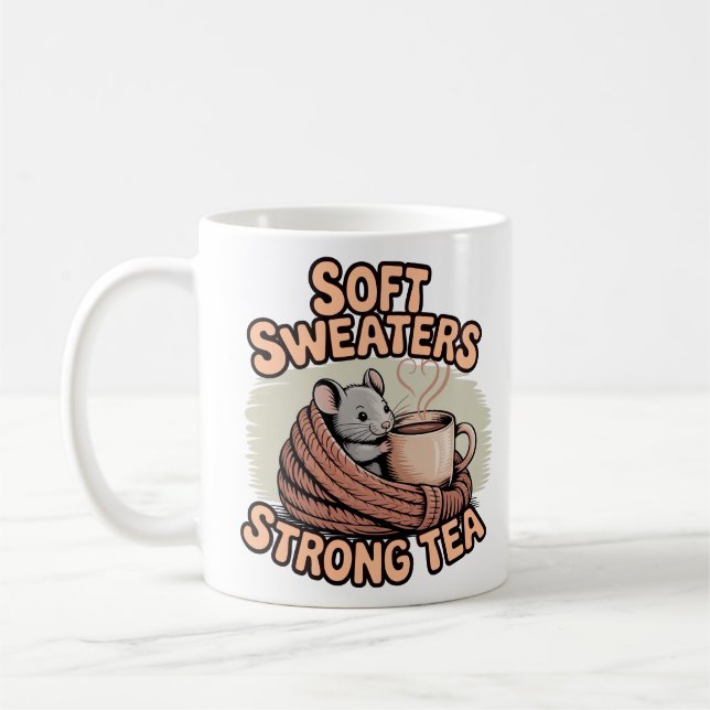 Soft Sweaters Strong Tea Warm Caramel Coffee Mug (Left)