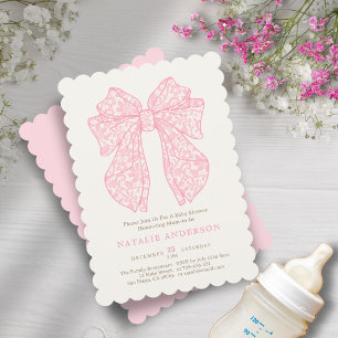 Soft Sweet Blush Pink Lace Coquette Baby Shower Invitation