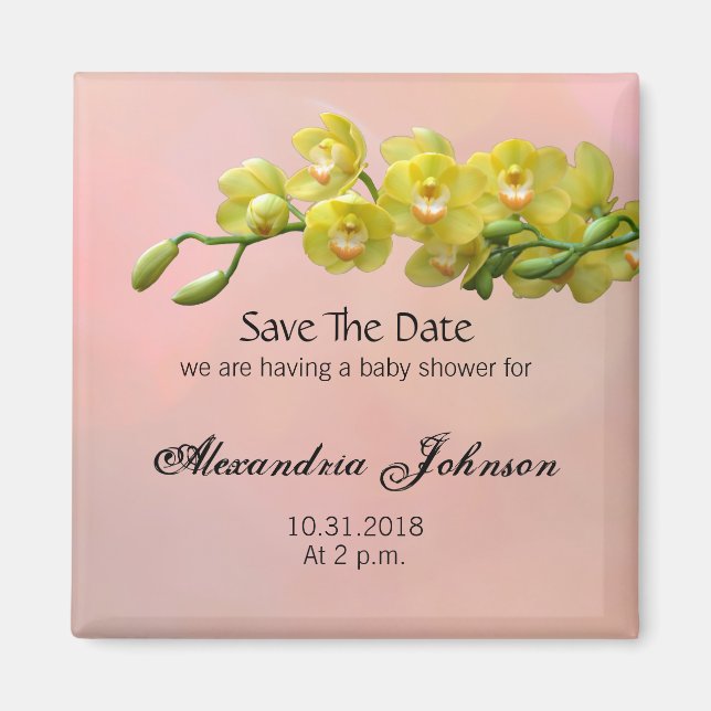 Soft Sweet Pink Pastel Save The Date Baby Shower Magnet (Front)