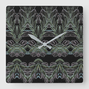 Soft Swirls Black Square Wall Clock