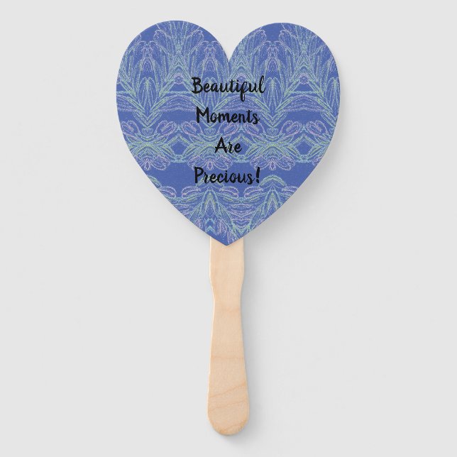 Soft Swirls Blue Beautiful Moments   Hand Fan (Front)