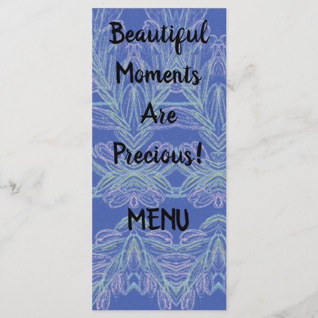 Soft Swirls Blue Beautiful Moments Menu (Front)