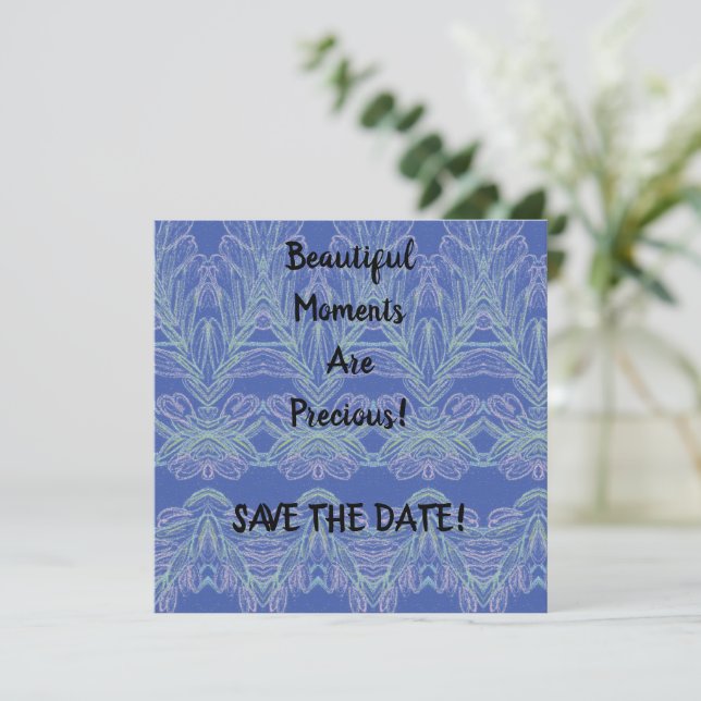 Soft Swirls Blue Beautiful Moments Save The Date (Standing Front)