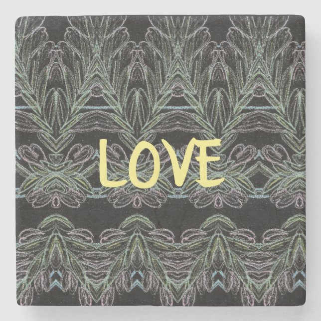 Soft Swirls Love  Stone Coaster (Front)