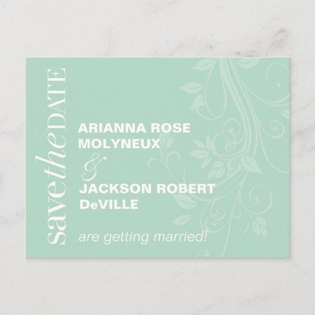 Soft Swirls Save the Date Announcement Postcard (Front)