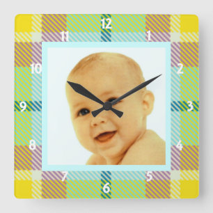 Soft Tartan Photo Frame Wall Clock