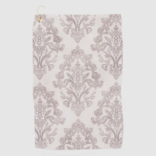 Soft Taupe Damask Watercolor Classic Floral Golf Towel