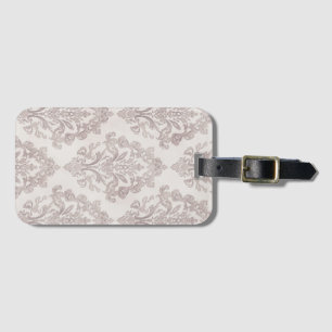 Soft Taupe Damask Watercolor Classic Floral Luggage Tag