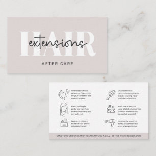 Soft Taupe Minimal Hair Aftercare Guide Business Card
