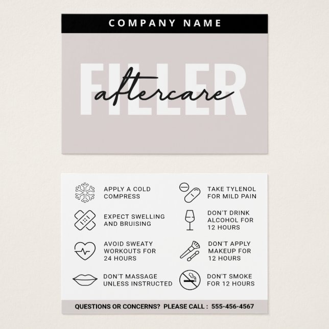 Soft Taupe Modern Filler Aftercare Guide (Front & Back)