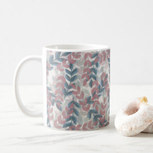 Soft Taupe & Muted Navy Ivy Floral Coffee Mug