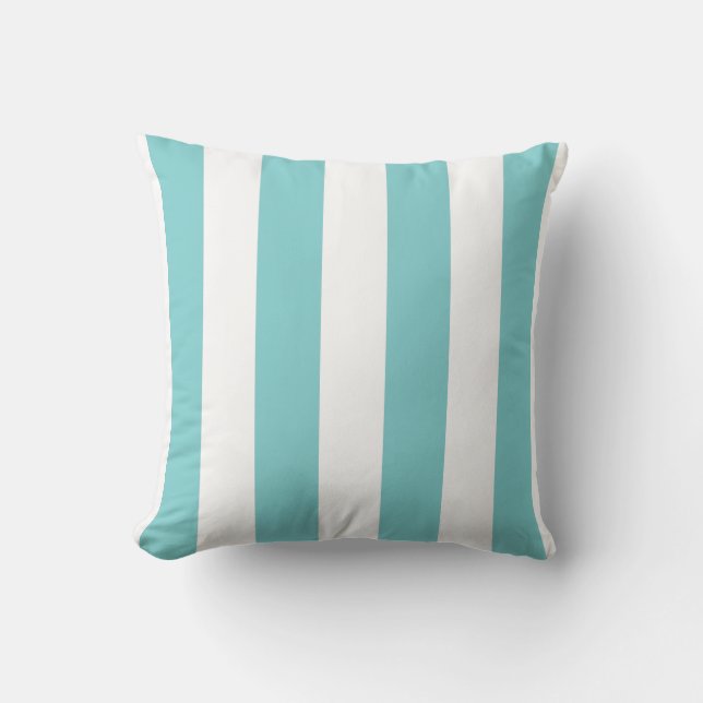 Soft Teal and White Striped Cushion (Front)