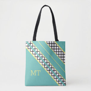 Soft Teal and Yellow Stripes Tote Bag